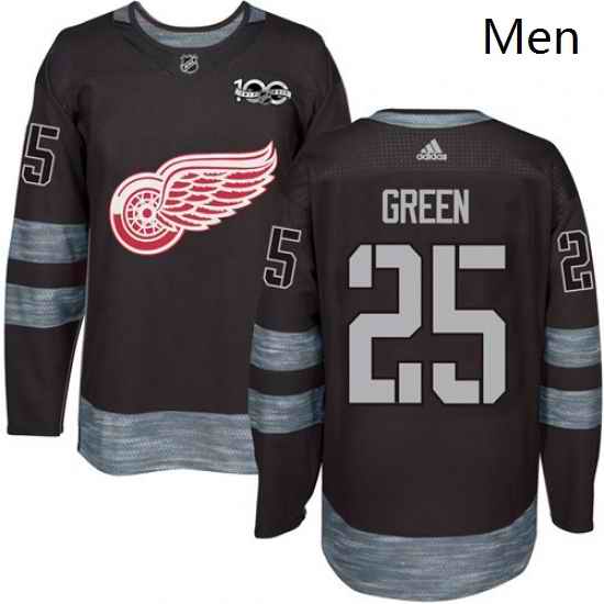 Mens Adidas Detroit Red Wings 25 Mike Green Authentic Black 1917 2017 100th Anniversary NHL Jersey